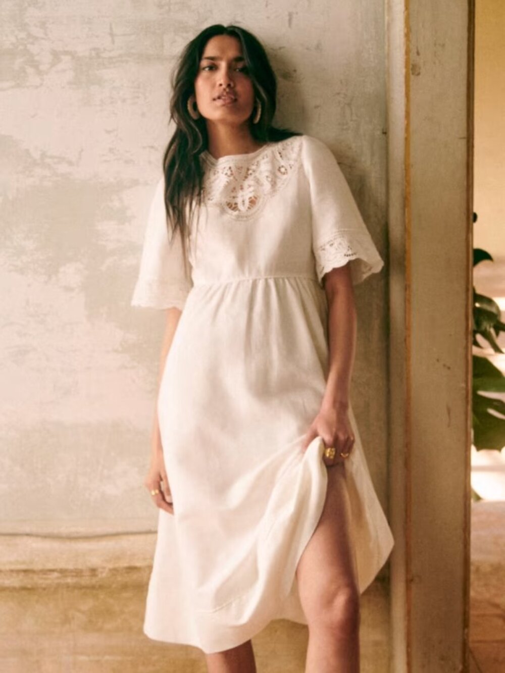 Sezane Ursula Dress Ecru Size 34